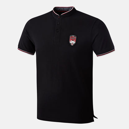 Dos du polo rugby col officier noir homme