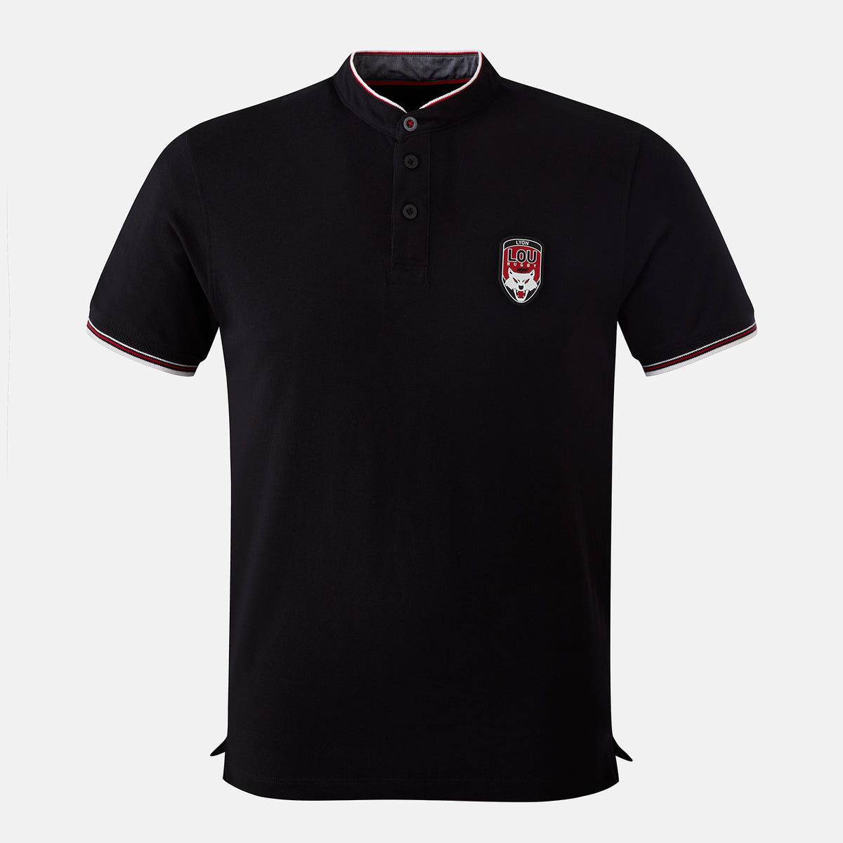 Polo Perry LOU Rugby noir col mao vue de face