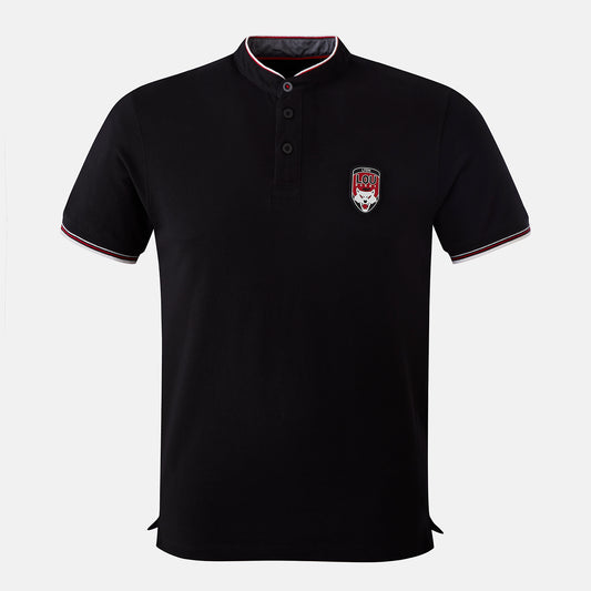 Polo Perry LOU Rugby noir col mao vue de face